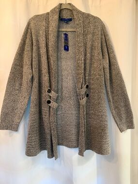 APT 9 LONG SLEEVE OPEN SWEATER- HEATHER GREY-SIZE PXL NWT